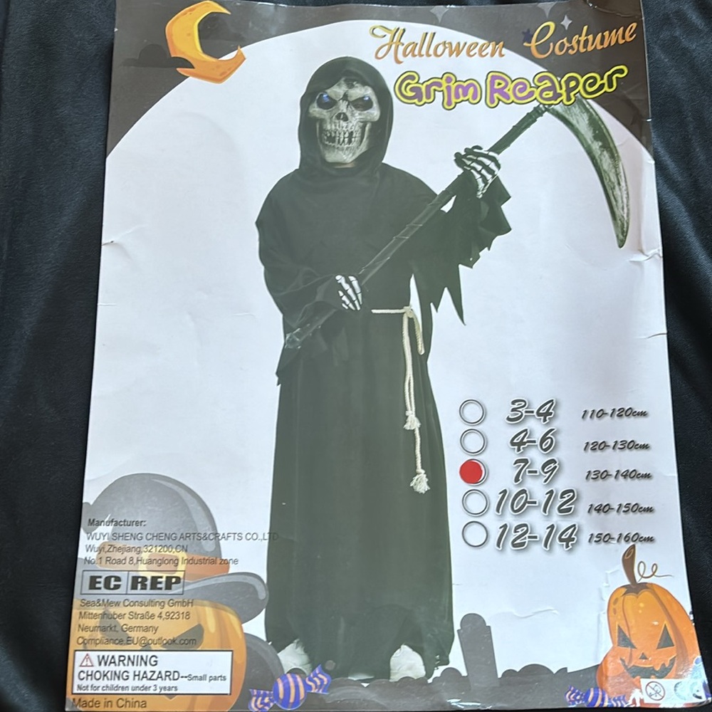 Grim Reaper Halloween Costume size 7-9 - Picture 2 of 4